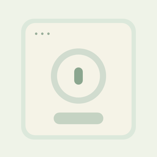An original rounded interface card with a circular status symbol