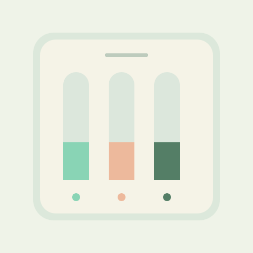 Three colored columns and markers on a rounded motion-study card
